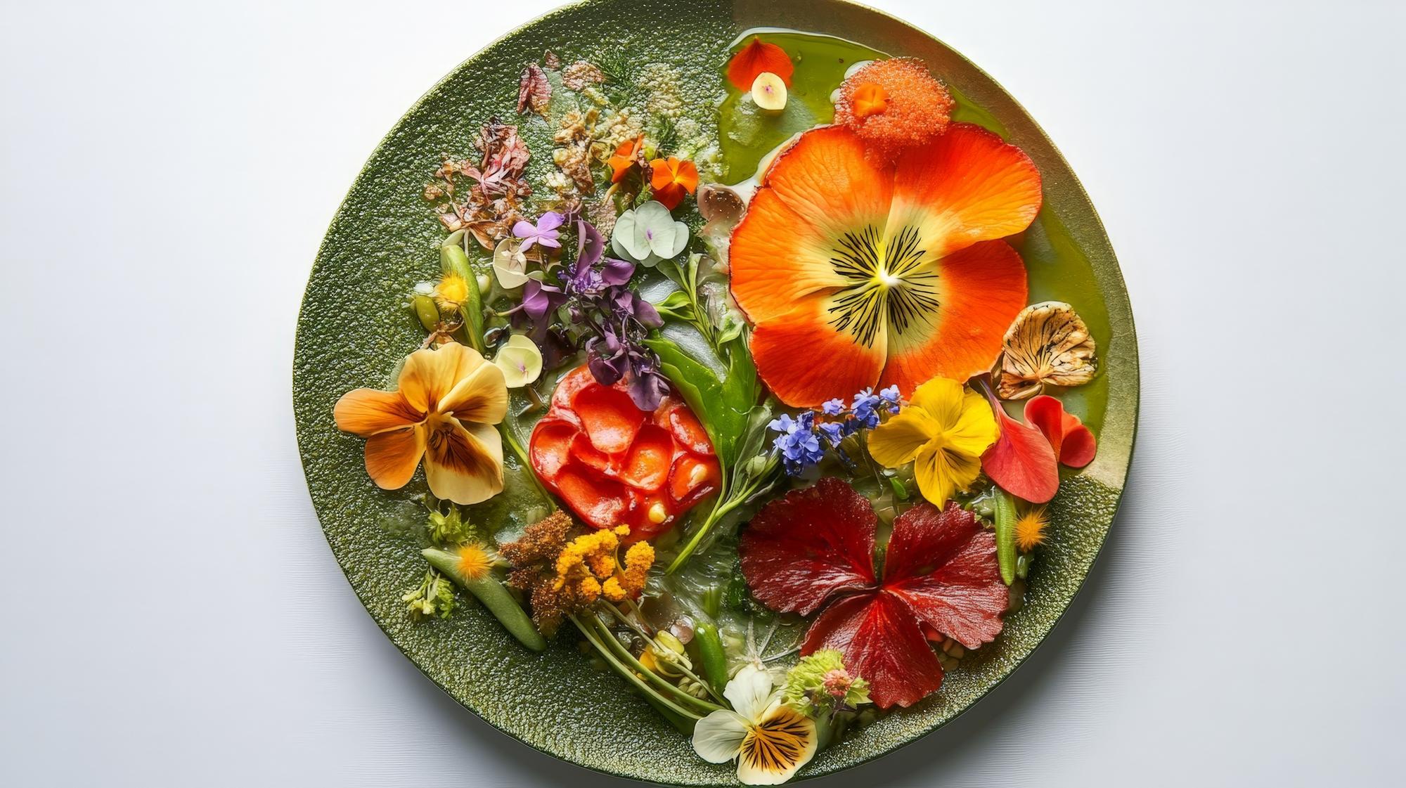 Buntes Teller-Arrangement mit Herbs